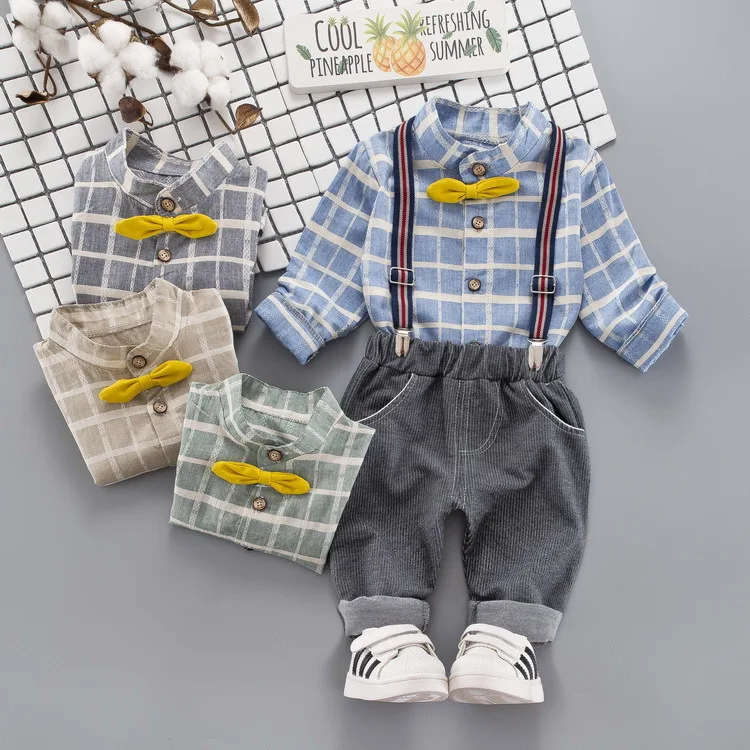 

Male Baby Autumn Clothing Set 2018 New Style Lettered Long-sleeved Cardigan CHILDREN'S Suspender Trousers Two-Piece Set 1-4-Year