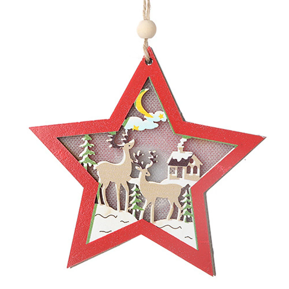 Decorations Hollow Wooden Pendants with LED Light Creative Ornaments Home Party