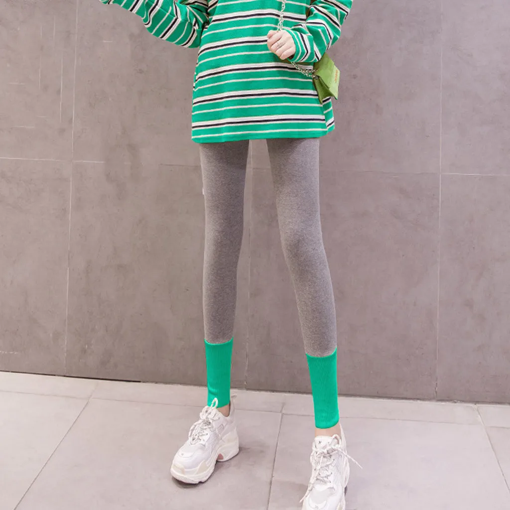 Женская Беременность Материнство сшивание цвет беременных женщин ноги брюки с высокой талией брюки поддержка брюшные колготки брюки 40