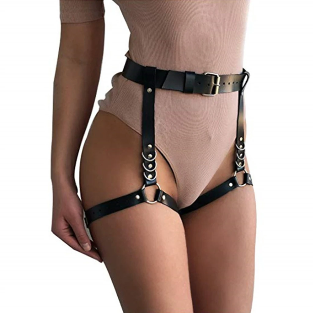 PU Leather Body Harness Waist Belt Leg Garter Punk Gothic Suspenders Band Strap punk style adjustable waist Night Club leg rings