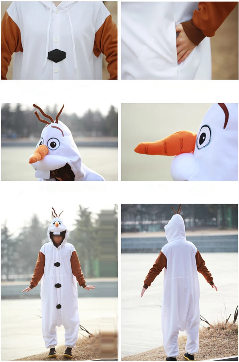 Cosplay&ware Anime Snowman Costume Flannel Pajamas Cosplay White Jumpsuit Adult Kids Onesie Pyjamas Party Dress -Zentai shop online Hb45de3511ac941b2b230a7357a501a66h.jpg