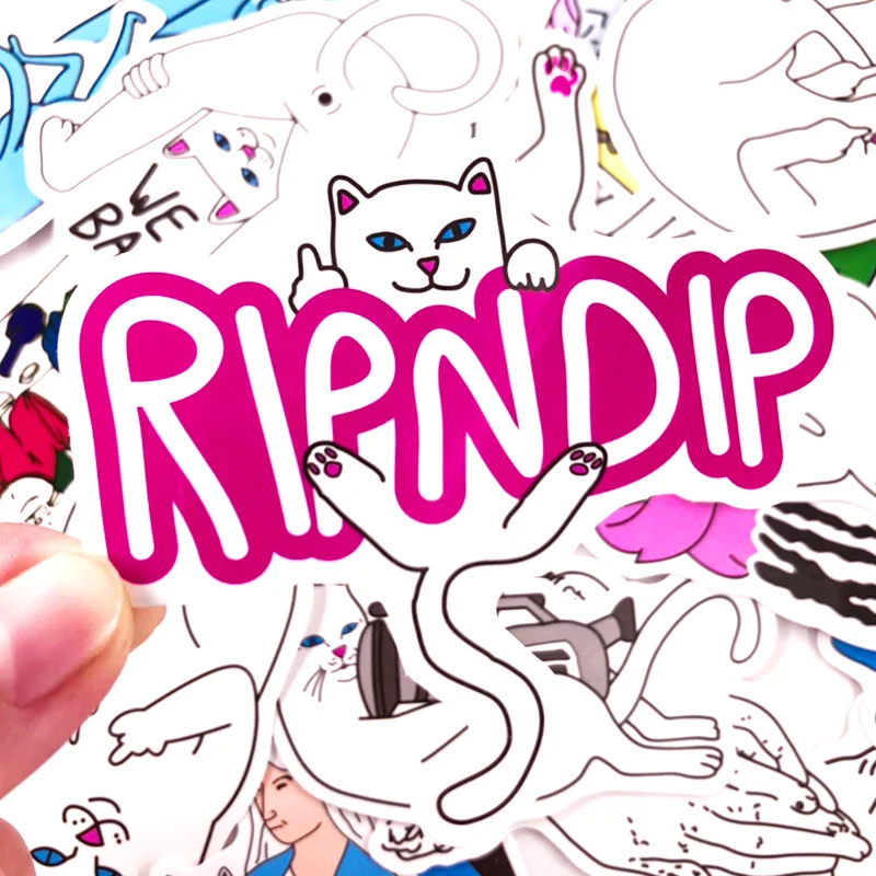 50 шт. горячий штифт средний палец кошка граффити ripndipp водонепроницаемый стикер для холодильника Дорожный чемодан скользящая велосипедная пластина для украшения автомобиля