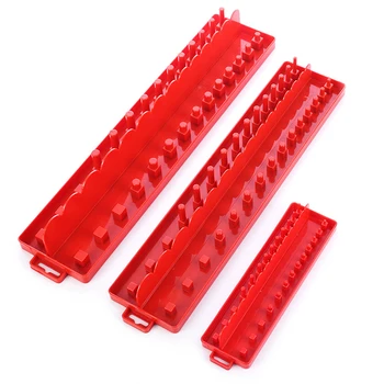 

3pcs Heavy Duty Household Shelf Stand Rack Garage Storage Tool Workshop Fixed Socket Holder Save Space 1/4" 3/8" 1/2" Metric