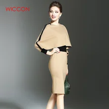 Fashion Elegant Women Dress Suit OL Work Office Lady Formal Business Wear Bodycon Slim Vintage Cape Coat Two Piece Set Outfit