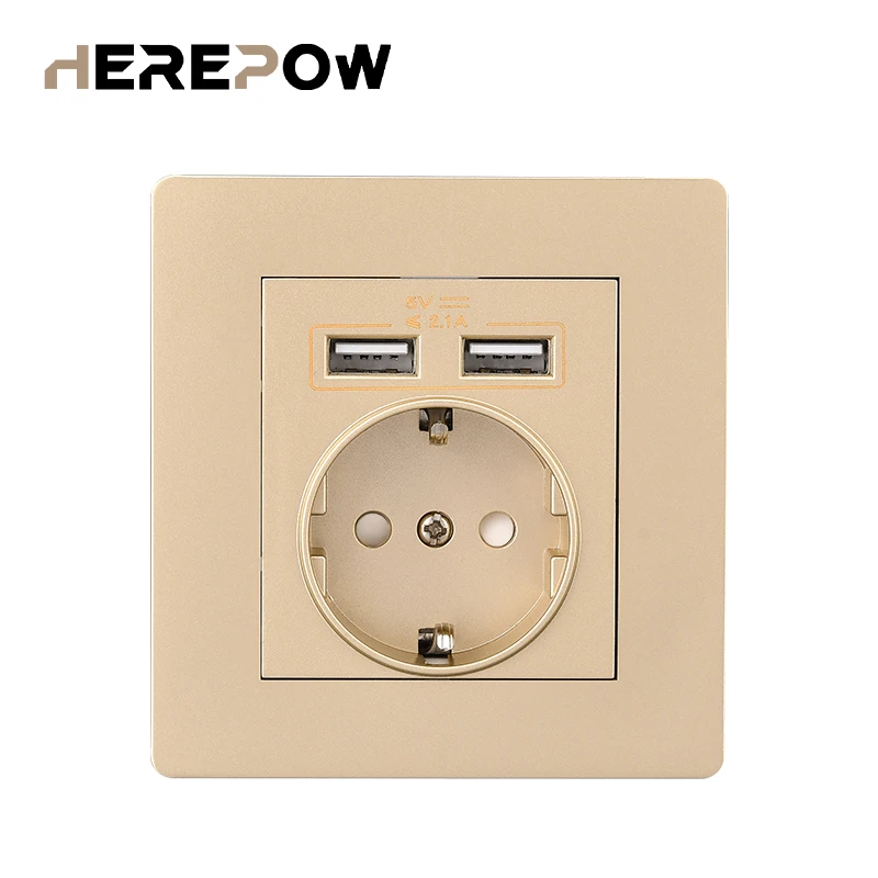 Herepow розетка с USB разъём розетки электрические настенная заземлением 16A стандарт