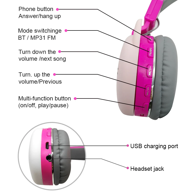 Cute Cat Ear Wireless Bluetooth Headphones Kids Girl Music Headset Gaming Headphone For iPhone 11 Huawei Mate 30 Xiaomi Gifts