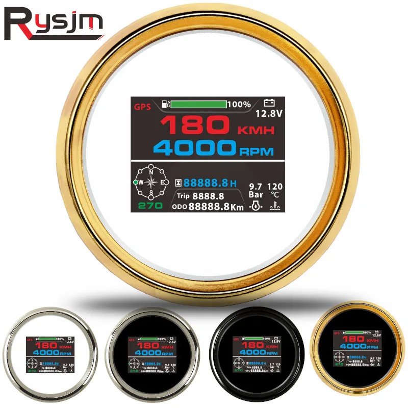 New 85mm 10 in 1 Multi-functional Gauge Meter Car Boat Digital GPS Speedometer Tachometer Fuel Oil Pressure for Auto Motor 9-32V |