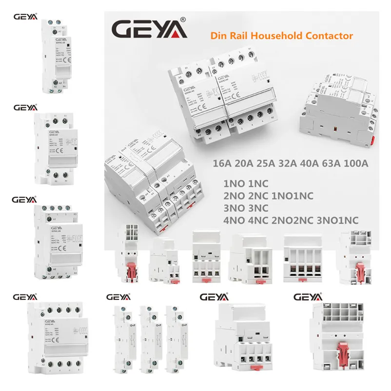 GEYA-Contator Modular Doméstico Tipo Trilho Din, Contator