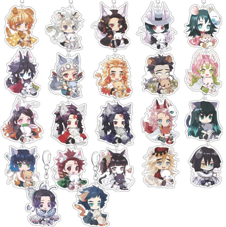 

Hot 23Styles Demon Slayer Kimetsu No Yaiba Keychain Tanjirou Nezuko Zenitsu Giyuu Uzui Tengen Kaigaku Keyring Acrylic Key Chains