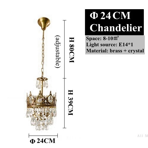 D 24CM Chandelier LukLoy Потолочная люстра Хрустальные подвесные светильники современные подвесные светильники Ретро Хрустальные абажуры винтажная люстра светильник - Цвет абажура: D 24CM Chandelier