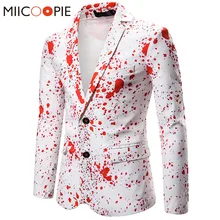 Брендовый Мужской Блейзер, модный, 3D, Рождественский, красный, с принтом граффити, мужской пиджак, пальто, для вечеринки, выпускного, однобортный Блейзер, Masculino