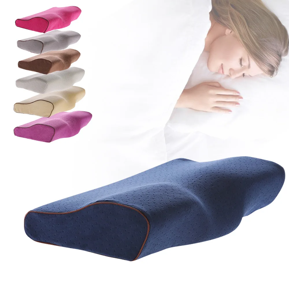 Nuevo  BOUSSAC-almohada Cervical de espuma viscoelástica, cojín ergonómico de poliéster/algodón, protección del cuello, almohada de viaje RLwqeEpqpGR