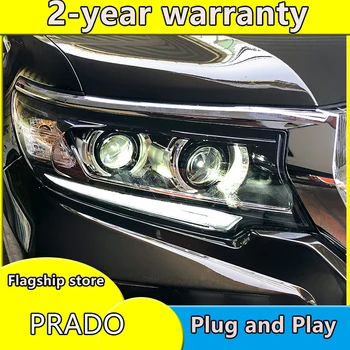 

car styling For Land Cruiser Prado headlights 2017 2018 2019 h7 Bi Xenon Beam Lens Dynamic Turn Signal LED DRL