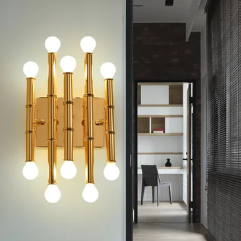 

Postmodern Luxury Gold Bamboo Wall Lamp for Living Room Bedside Lamp 10 Light Wall Light Sconce Lighting Fixtures Home Decor Art