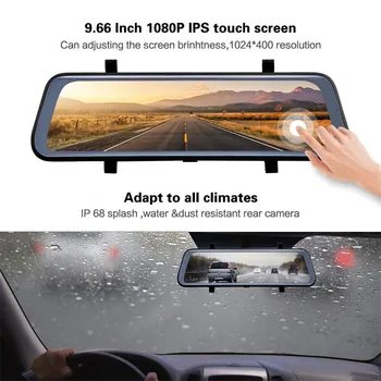 

Driving recorder Mirror Dash Camera 9.66In Full Screen Backup Camera 1080P 170° Full HD NEW Car DVR auto Camera Recorder for bmw
