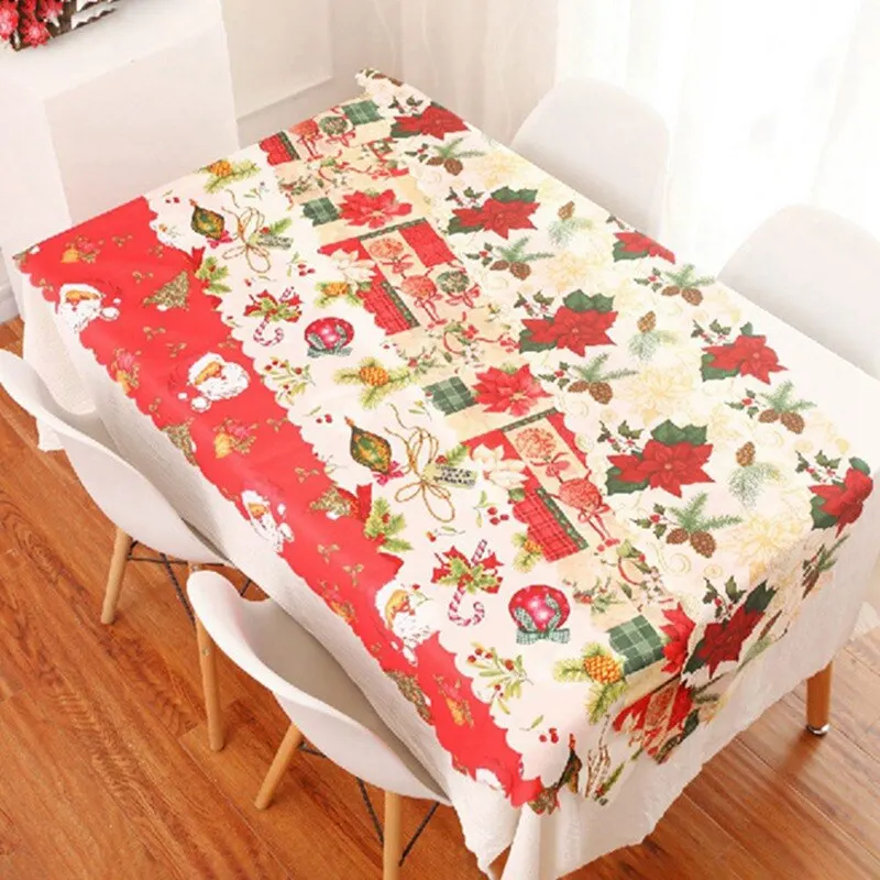 

178*35cm Merry Christmas Red Snowflake Snowman Long Table Runner Cloth Party Dinner Non-slip Table Runner Polyester Home Decor