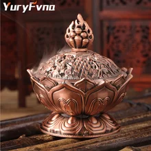 YuryFvna ароматическая горелка ручной работы курильница китайский Будда сплав цветок лотоса ладан держатель для буддийского украшения дома и офиса