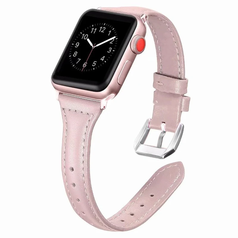 Розовый Тонкий кожаный браслет для Apple Watch 42 мм 38 мм 44 мм 40 мм серия 3 2 5 для iWatch 4 ремешок для часов аксессуары для умных часов - Цвет ремешка: Розовый