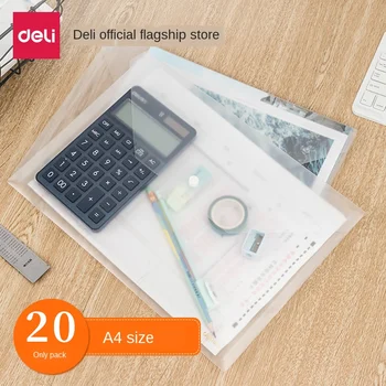 

20PCS file Bag Transparent A4 Plastic Portfolio Students Snap Kit Button Bag Transparent Waterproof business Briefcase