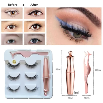 

New Magnetic Eyeliner Eyelash Sets 5 Magnet Natural Long Magnetic False Eyelashes with Magnetic Eyeliner Eye Makeup Tool