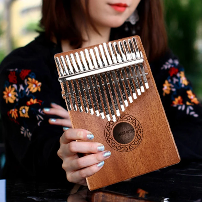 17 клавиш Kalimba большой палец пианино из красного дерева музыкальные игрушки с сумкой для переноски Чехол для хранения тюнинг молоток музыка книга наклейки
