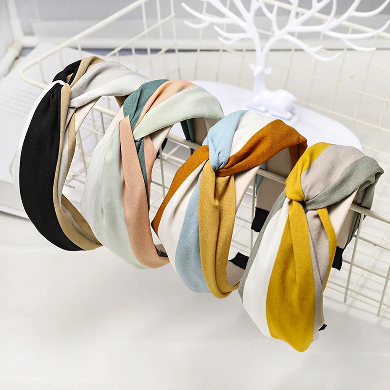 

2019 Vintage Rainbow Hair Band For Women Girls Hair Accessories Cross Headband Hair Clips bandeau cheveux gumki do wlosow