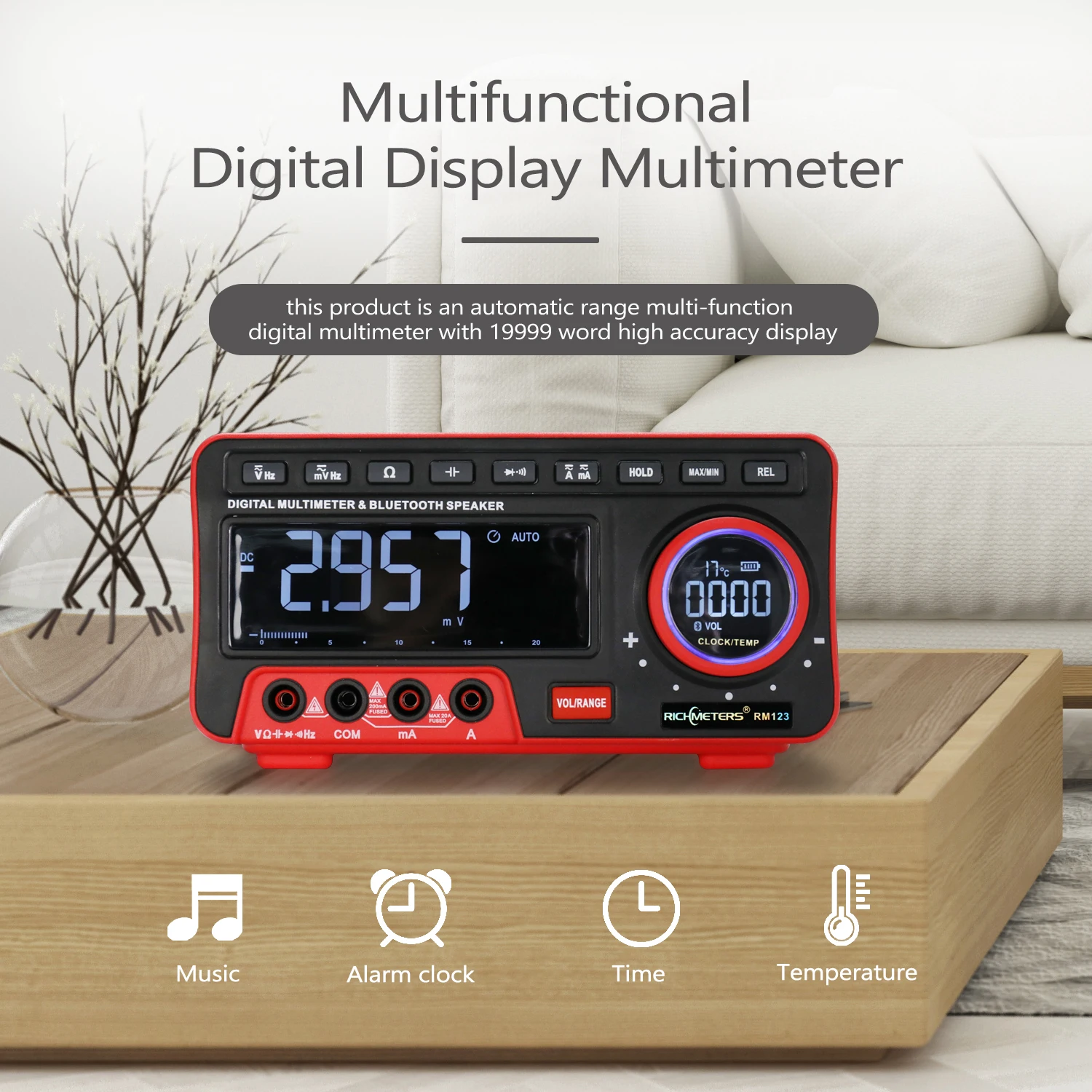 

RICHMETERS Automatic Range BT Audio Multimeter AN888S Digital Display Multimeter 19999 High Accuracy Counts Multimeter Tool