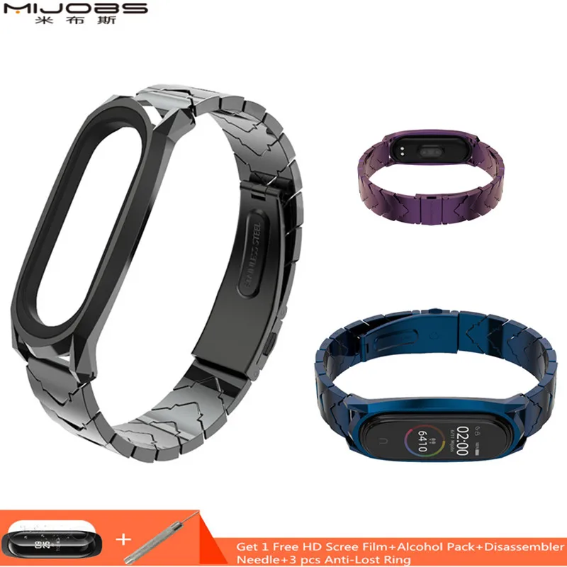 Металлический браслет Mijobs Mi band 4 для Xiaomi Band Безвинтовой из нержавеющей стали MiBand