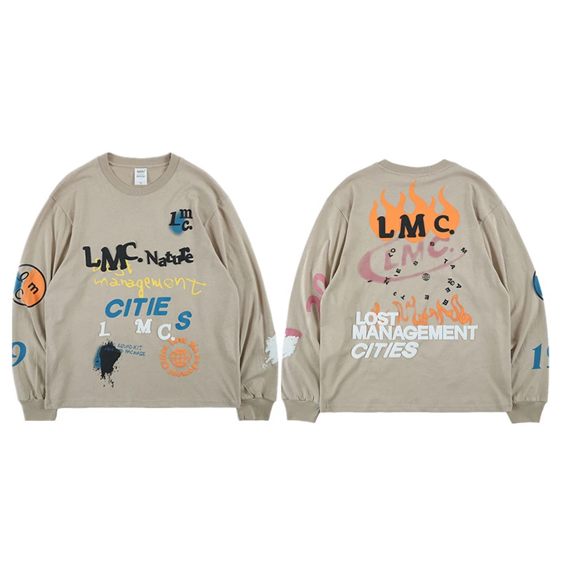 Kanye West хип-хоп LMC Английский алфавит граффити Свободный свитшот для мужчин Xxxtentacion Crewneck шерпа толстовки пара уличная одежда