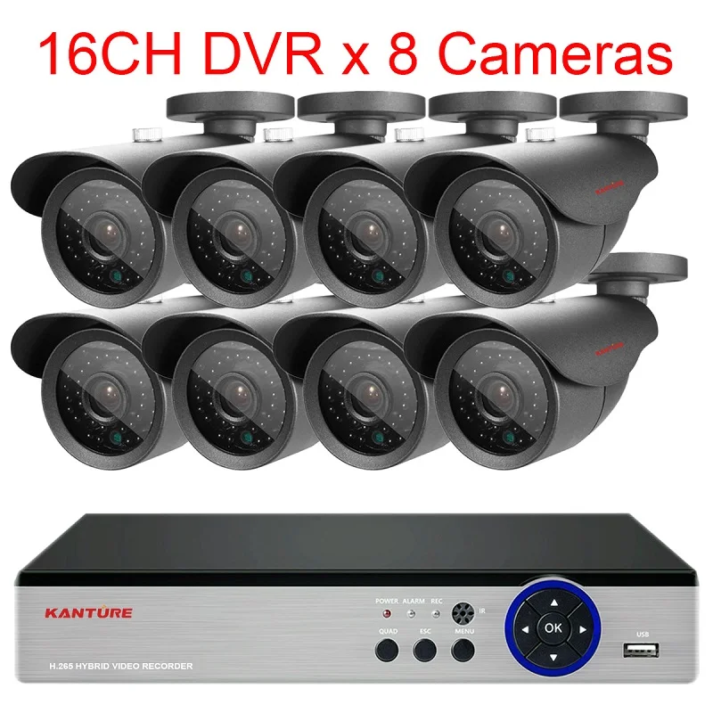 KANTURE h.265+ 16CH сверхвысокой четкости 4K Ultra HD cctv dvr система 16X8 Мп Ночное Видение безопасности Камера комплект 4K Водонепроницаемый видеонаблюдение Камера - Color: 16CH DVR x 8 Camera