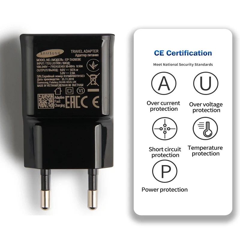 Original Samsung A71 A51 A31 Fast Charger Adapter 9V 1.67A Type C Cable For Galaxy S10 S9 S8 Plus s20 fe Lite Note 8/9 M31S A21S quick charge 2.0