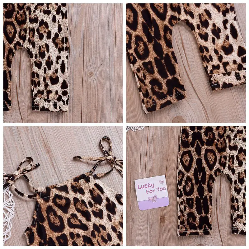 New Newborn Baby Girls Clothes Print Leopard Vest Romper Harem Sleeveless Jumpsuit Outfits Clothes