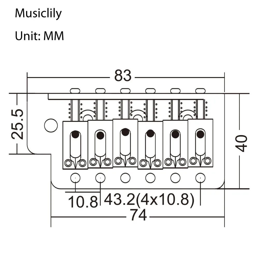 Musiclily Pro 54 мм тремоло сборка моста Набор для Страт Стиль электрогитары, золото