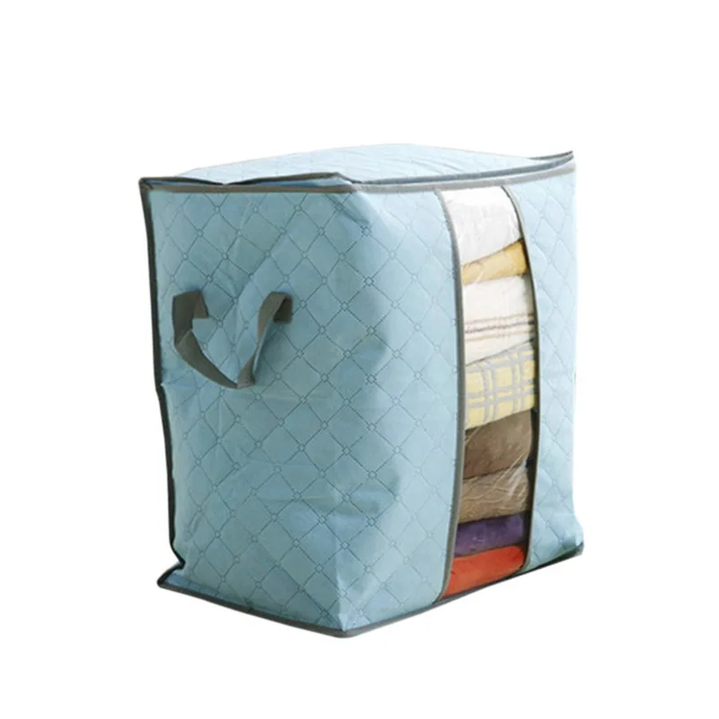 45x50x30cm Blue Нетканый тканевый складной ящик для хранения грязной одежды для сбора чехол на молнии для игрушек стеганая коробка для хранения прозрачный оконный Органайзер - Цвет: 45x50x30cm Blue