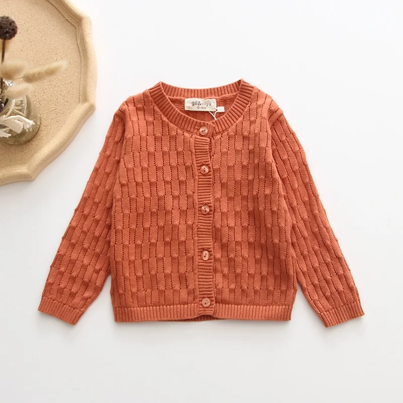 Вязанный кардиган и пальто для маленьких девочек от 0 до 4 лет Новинка года, вязанная кофта кардиган для маленьких девочек свитер для малышей, свитер для кондиционирования воздуха - Цвет: 001 Orange