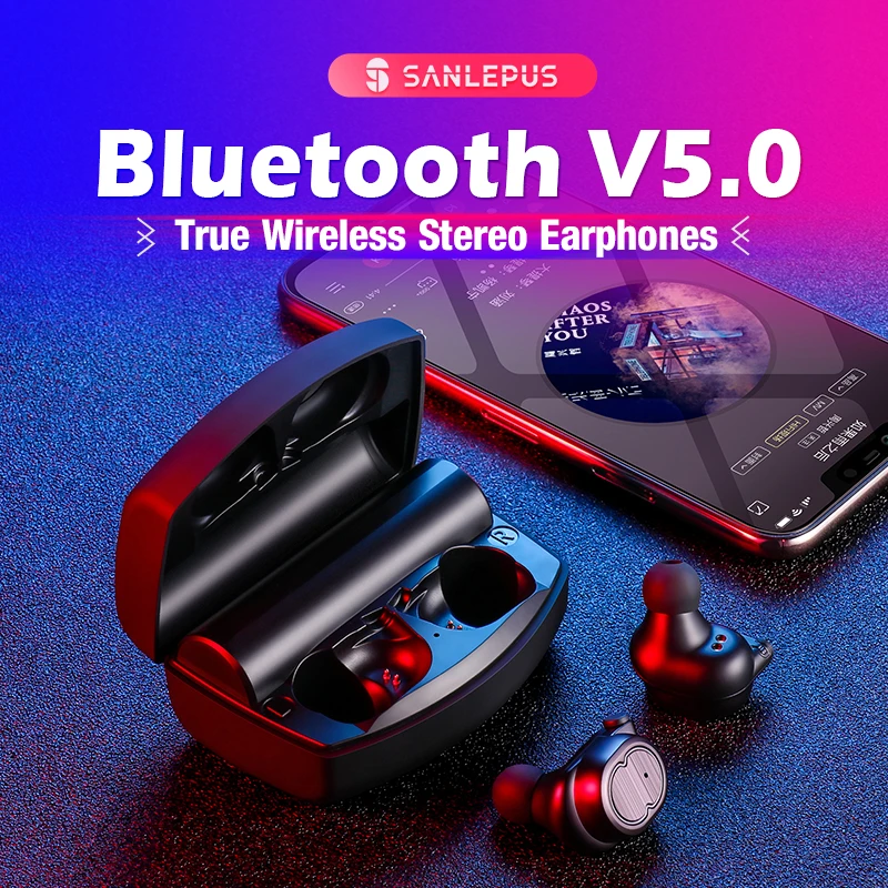 SANLEPUS Mini Dual V5.0 беспроводные наушники Bluetooth наушники 3D стерео звук наушники с двойным микрофоном и зарядным устройством