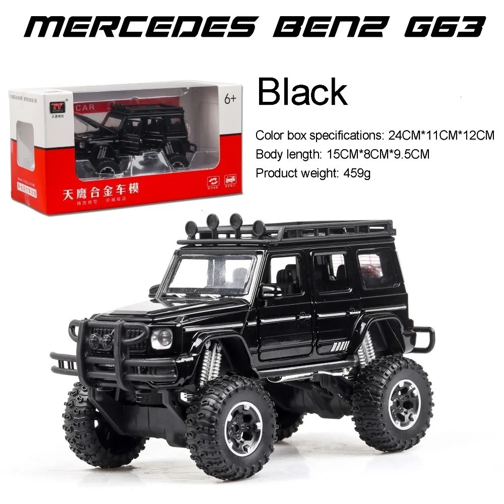 1/32 Mercedes Benz G63 G 500 Высококачественная модель автомобиля из сплава, внедорожный автомобиль, 6 открывающихся дверей, игрушечный автомобиль для детей - Цвет: Black with box
