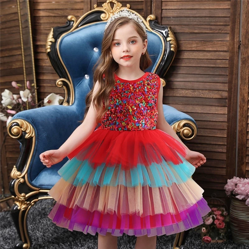 1-10Y Girls Bow Princess Dress Summer Kids Girls Performance Host Costume Dresses Children Party Prom Gown Vestido Formal Dress matching family fall outfits