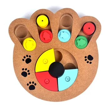 

Natural Food Treated Wooden Paw Shape Pet Dog Cat IQ Training Toys Educational Feeding Game Paw Puzzl Plate Juguetes Para Perros