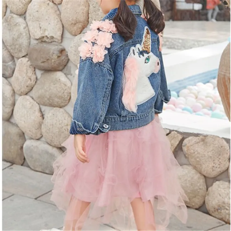 Chifuna/Одежда для маленьких девочек; Верхняя одежда и пальто с единорогом; джинсовая куртка для девочек; одежда для детей; модные детские куртки