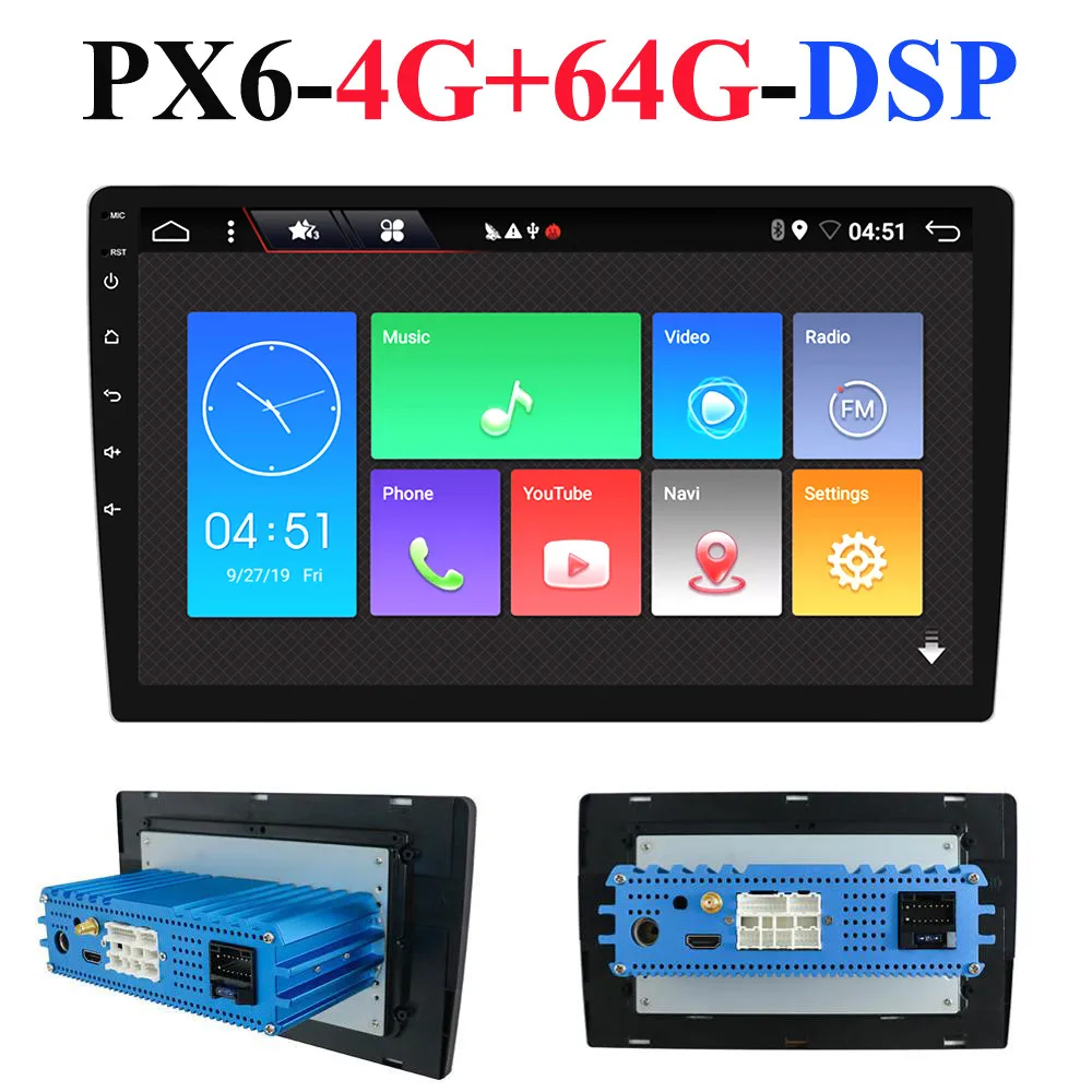 1 din DSP Android 10 Восьмиядерный PX6 автомобильный Радио Стерео GPS Navi Аудио Видео блок ПК