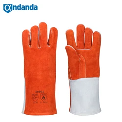 Andanda – gants de soudage, 1 paire, en croûte de cuir de vache, résistant à la chaleur pour le soudage, le collage et le rivetage 