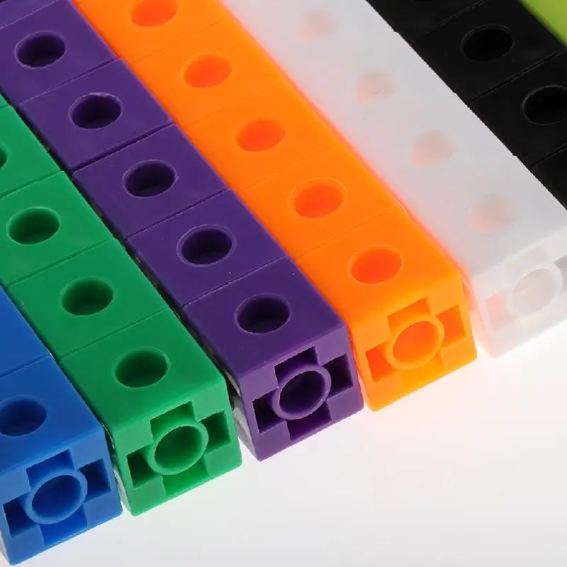 100pcs 10 Colors Multilink Linking Counting Cubes Snap Blocks Teaching Math Manipulative Kids Early Education Toy Teaching Aids