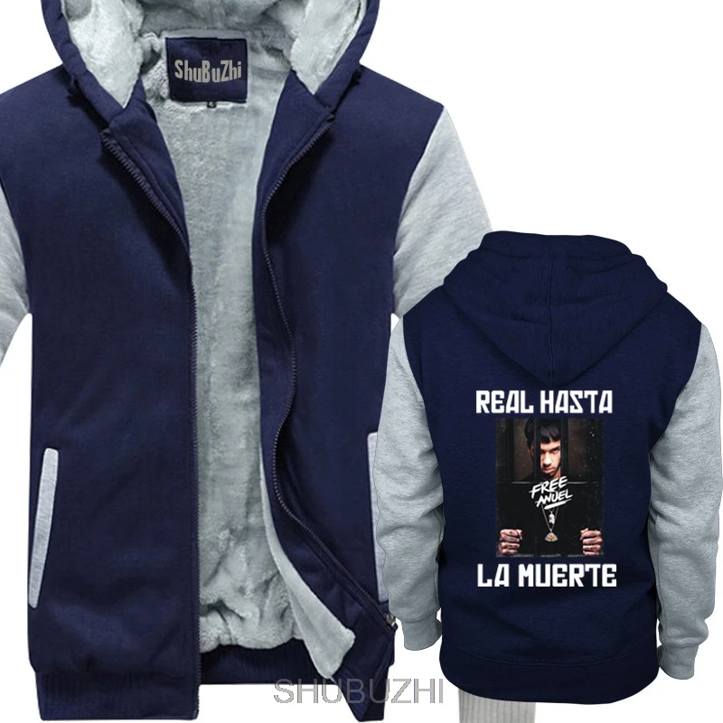 Anuel Aa S-Real Hasta La Muerte Премиум куртка с капюшоном мужская Толстая куртка зимнее модное зимнее пальто Евро размер sbz4138 - Цвет: navy grey