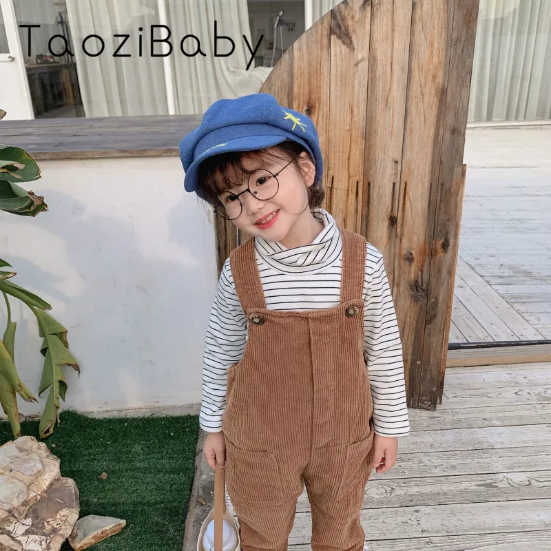 

Kids Jumpsuit Children Corduroy Back Belt Pants With Plush Korea Autumn And Winter New Baby Loose Pants Baby Girl Jumpsuit