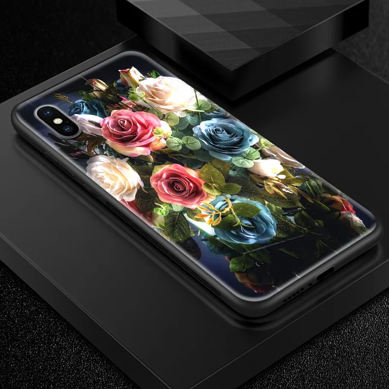 H136 Закаленное стекло чехол для iPhone 5 5S SE 6 6S 7 8 Plus X XR XS MAX TPU рамка дизайн Цветочный для OnePlus 3 3T 5 5T 6 6T 7 7 Pro Capa - Цвет: H136