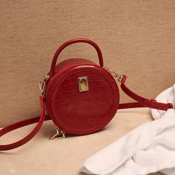 

2018 new crocodile pattern small round bag fashion mini sweet lady handbag shoulder messenger bag