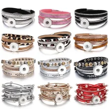 Di alta Qualità 18 millimetri Pulsante A Scatto Gioielli Bracciali Fatti A Mano Punk A Più Strati Braccialetto di Cuoio Schiocco per Scatta Bottoni Monili di Cuoio