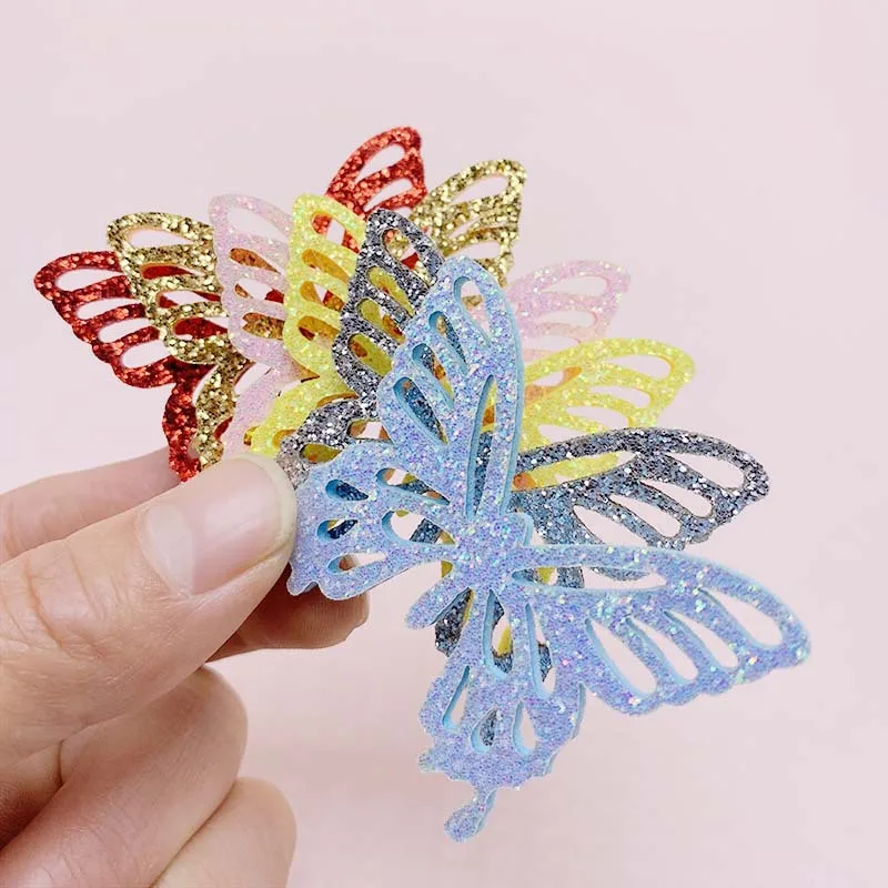 Laser Cutting Butterfly Padded Applique 36Pcs/Lot For DIY Clothes Hat Festival Decoration Patches Hair Clip Accessories