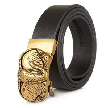 

Men's Leather Ratchet Dress Belt for Men with Automatic Buckle Black-Trim To Fit-35mm Wide Leather Belts for Men